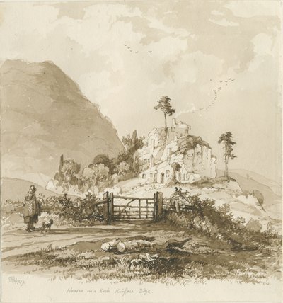 キンバーエッジ：セピア画、1837年 作： Thomas Peploe Wood