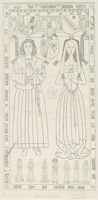 ペンクリッジ教会-リチャードリトルトンの墓：ペンとインクの描画、nd [1842-1845]（描画） 作： Thomas Peploe Wood
