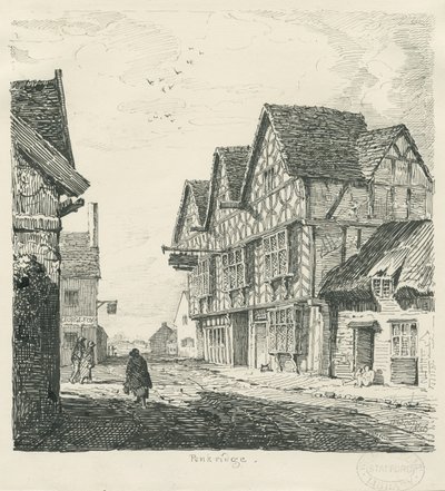 ペンクリッジタウン-オールドハウス：ペンとインクの描画 作： Thomas Peploe Wood