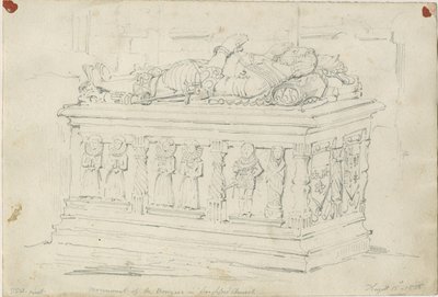 セイフォード教会-ウィリアムとマーシーボウヤーの墓：鉛筆画 作： Thomas Peploe Wood