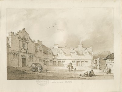 スタッフォード-救貧院：セピア色のデッサン、nd [1837]（デッサン） 作： Thomas Peploe Wood