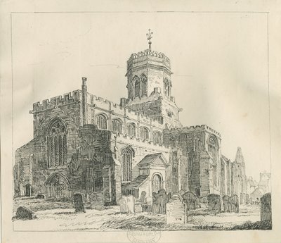 スタッフォード-聖マリー教会：ペンとインクの描画、nd [c 1837]（描画） 作： Thomas Peploe Wood