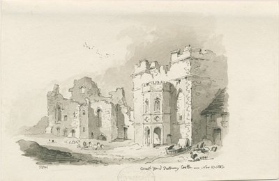 タットベリー城-コートヤード：ペンとウォッシュの描画、1837年11月27日 作： Thomas Peploe Wood