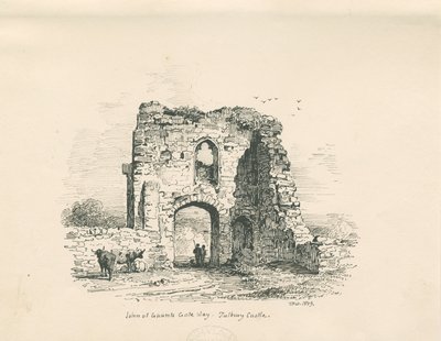 タットベリー城-ジョン・オブ・ゴーントのゲートウェイ：ペンとインクの描画、1839年 作： Thomas Peploe Wood