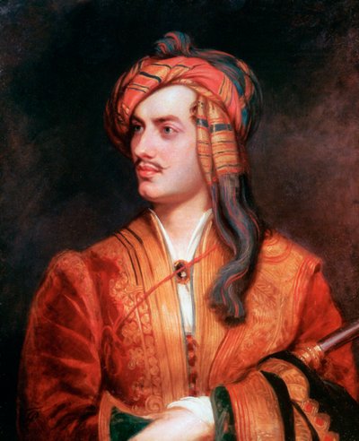 1813年のアルバニアのドレスを着たロッチデールのバイロン 作： Thomas Phillips