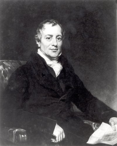 トーマス・ホジェッツによって彫刻されたデビッド・リカルド（1772-1823）の肖像 作： Thomas Phillips