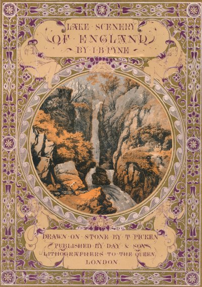 JBパインによるイングランドの湖の景色の前景、1850年代。 作： Thomas Picken