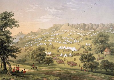 ケント州ハイス近郊の外人部隊のキャンプ 1855年（リトグラフ、カラー 作： Thomas Picken