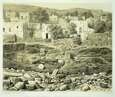 チャールズトーマスニュートン（1816-94）による「ヘリカルナッソス、クニドゥス、および枝科での発見の歴史」からの発掘の眺め 作： Thomas Picken