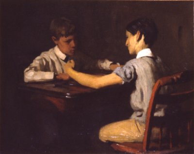 チェッカープレーヤー、カリフォルニア州。 1895年。 作： Thomas Pollock Anshutz