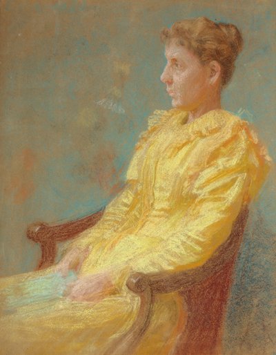 画家の妻の肖像 1893年 （紙にパステル） 作： Thomas Pollock Anshutz