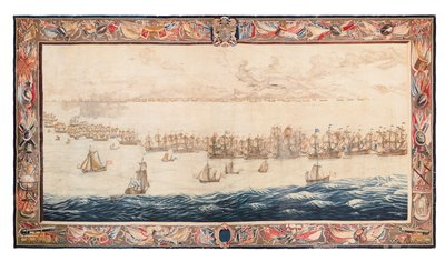 ソールベイの海戦の歴史的なタペストリー、モートレイク、ウィリアム・ファン・デ・ベルデに帰属するデザイン、1688年頃 作： Thomas Poyntz