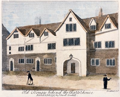 チャーターハウス病院の裏にある家々、ロンドン、1797 年。 作： Thomas Prattent