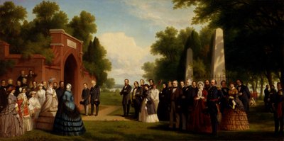 プリンス オブ ウェールズ、ブキャナン大統領、高官のワシントンの墓への訪問...、1861 年 作： Thomas Pritchard Rossiter