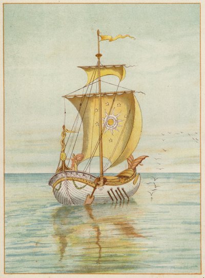 浮遊するペルセウスとアンドロメダ（カラーリトグラフ 作： Thomas Ralph Spence