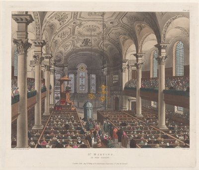 セント マーチンズ イン ザ フィールズ、1809 年 8 月 1 日。 1809 年 8 月 1 日。 作： Thomas Rowlandson, Augustus Charles Pugin, J. Bluck