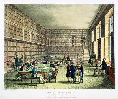 王立研究所図書館、アルバーマール ストリート、ロンドン、1808～1811 年 作： Thomas Rowlandson, Augustus Charles Pugin