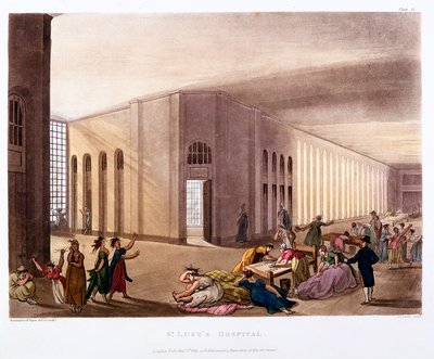 セント ルークス病院、オールド ストリート、ロンドン、1808～1811 年 作： Thomas Rowlandson, Augustus Charles Pugin