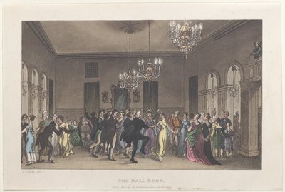 ボールルーム、スカボローの詩的スケッチ、1813年、1813年。作成者：トーマス・ローランドソン、ジョセフ・コンスタンティン・スタドラー、J.ブラック。 作： Thomas Rowlandson, Joseph Constantine Stadler, J. Bluck