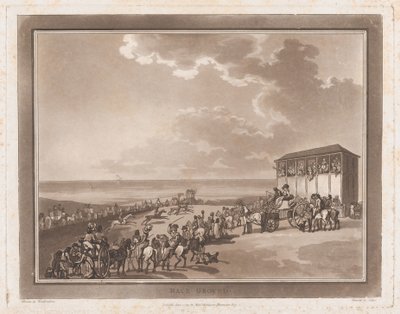 競馬場 ブライトヘルムストーンへの小旅行、1790 年 6 月 1 日、1790 年 6 月 1 日。作成者: Thomas Rowlandson、Samuel Alken。 作： Thomas Rowlandson, Samuel Alken