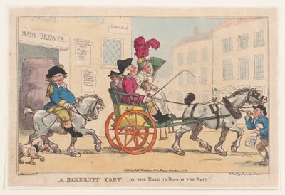 倒産した荷車、または東の破滅への道！、1799年11月5日。 作： Thomas Rowlandson