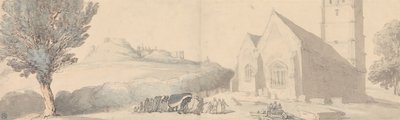 ワイト島カリスブルックでの埋葬 作： Thomas Rowlandson