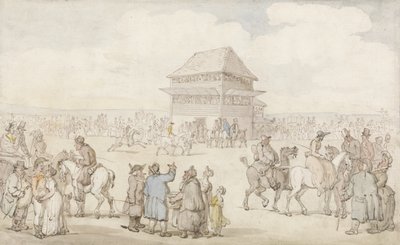 混雑したレースミーティング、c.1805-10（ペンとインク、紙にw - c） 作： Thomas Rowlandson