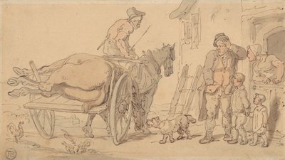ナッカーのカートに乗った死んだ馬 作： Thomas Rowlandson