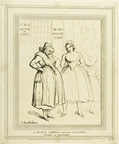 アムステルダムでスケッチされたオランダの修道院長と彼女のニンフ 作： Thomas Rowlandson