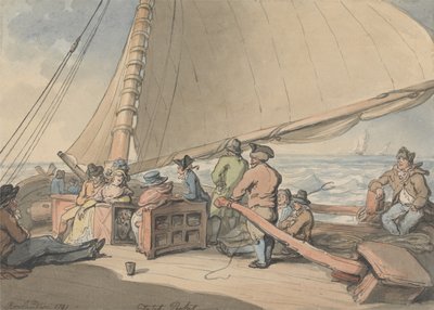 吹き始める風に乗るオランダ船 作： Thomas Rowlandson