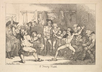 フェンシングマッチ、1788。 作： Thomas Rowlandson