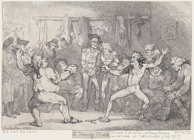 フェンシングの試合、1788 年 12 月 29 日、1788 年 12 月 29 日。 作： Thomas Rowlandson