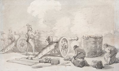 行動するフランス砲兵師団（水彩画） 作： Thomas Rowlandson