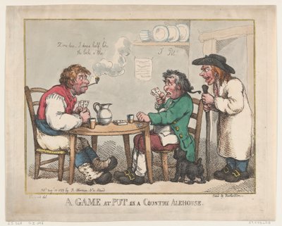 1799 年 8 月 10 日のプット イン ア カントリー エールハウスでのゲーム、1799 年 8 月 10 日。 作： Thomas Rowlandson