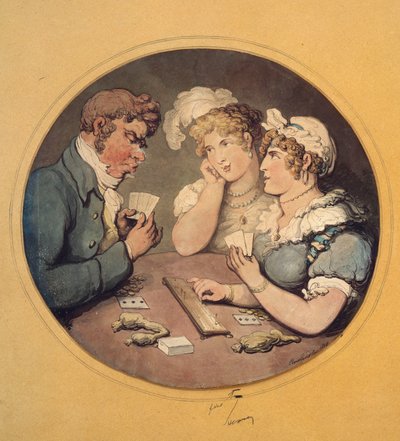 クリベッジのゲーム、1818 作： Thomas Rowlandson