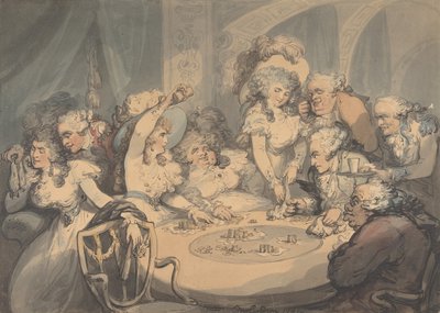 デヴォンシャー ハウスのゲーム テーブル、1791 年。 作： Thomas Rowlandson