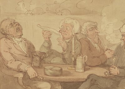 紳士クラブ（紙にインクとトイレ） 作： Thomas Rowlandson