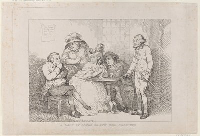 「宙ぶらりんの女性」、あるいは「ユダヤ人の保釈請求が却下される」 作： Thomas Rowlandson