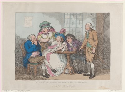 A Lady in Limbo、または Jew Bail Rejected、[11 月 30 日、...、[1785 年 11 月 30 日]、1802 年 7 月 1 日に再発行。 作： Thomas Rowlandson