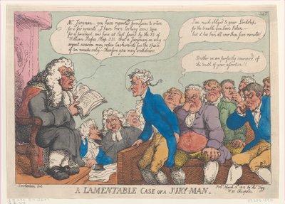 陪審員の嘆かわしい事件、1815 年 3 月 10 日、1815 年 3 月 10 日。 作： Thomas Rowlandson