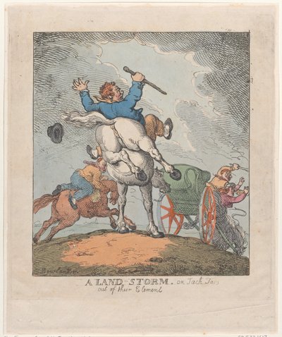 ランド ストーム、またはジャック タール アウト オブ ザ エレメント、1790-1815., 1790-1815. 作： Thomas Rowlandson