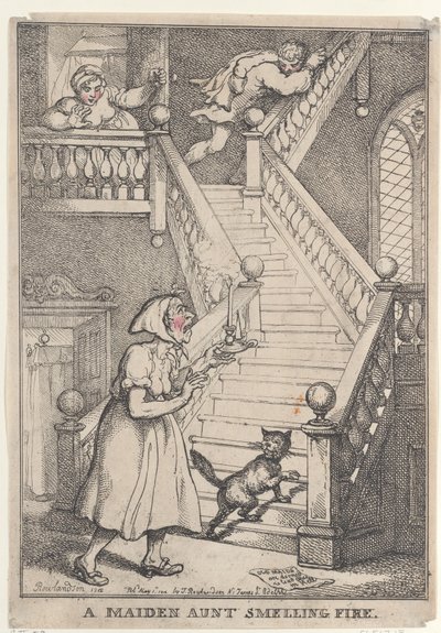 火の匂いを嗅ぐ未婚の叔母 作： Thomas Rowlandson