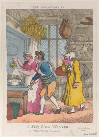 A New Cock Wanted, or Work for the Plumber, April 20, 1810., April 20, 1810. 作： Thomas Rowlandson