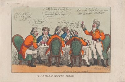 議会乾杯、1809 年 3 月 2 日、1809 年 3 月 2 日。 作： Thomas Rowlandson