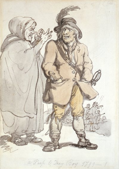 Peep O Day Boy、1799（紙にインクとトイレ） 作： Thomas Rowlandson