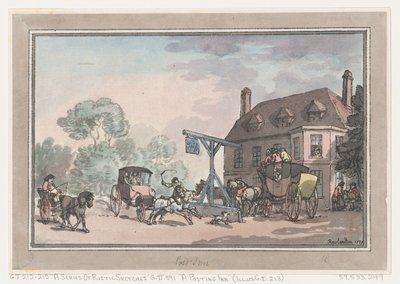 ポスティング・イン、1787年、1787年。 作： Thomas Rowlandson