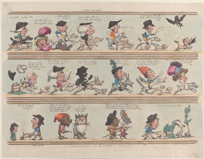 A Pygmy Cat Hunt, Borders for Rooms and Halls, Plate 9, June 20, 1799., June 20, 1799. 作： Thomas Rowlandson