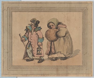 訪問からの帰り、1798 年 4 月 3 日、1798 年 4 月 3 日。 作： Thomas Rowlandson