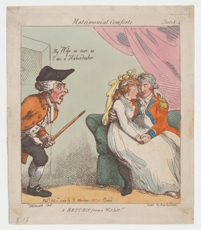 散歩からの帰り、1799 年 10 月 1 日、1799 年 10 月 1 日。 作： Thomas Rowlandson
