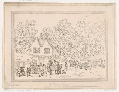 農村の停止、1787年、1787年。 作： Thomas Rowlandson